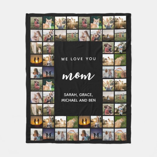 私たちはあなたを愛するママ写真コラージュ フリースブランケット (正面)