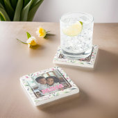 私たちはあなたを愛するママ写真ピンクのフローラ母の日 ストーンコースター