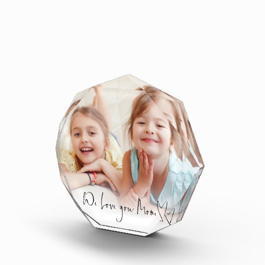 私たちはあなたを愛するママ名スクリプトハートフォトオーバーレイ フォトブロック (右)