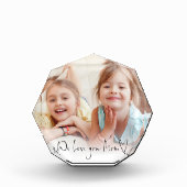 私たちはあなたを愛するママ名スクリプトハートフォトオーバーレイ フォトブロック (正面)