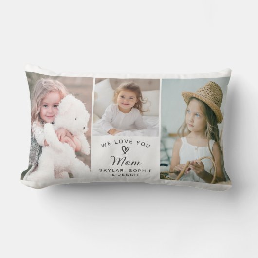 私たちはあなたを愛するママ子供の写真コラージュ ランバークッション (正面)