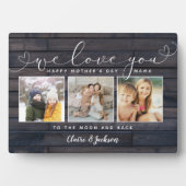 私たちはあなたを愛するママ家族の写真コラージュのスクリプ素朴ト フォトプラーク (正面)