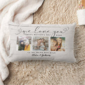 私たちはあなたを愛するママ家族の写真コラージュのスクリプ素朴ト ランバークッション (ブランケット)