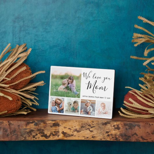 私たちはあなたを愛するママ家族の写真コラージュ フォトプラーク (側面)