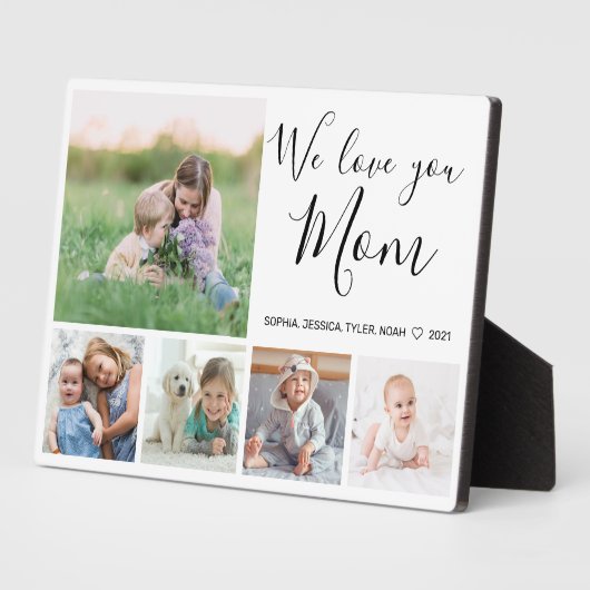 私たちはあなたを愛するママ家族の写真コラージュ フォトプラーク (側面)