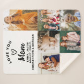 私たちはあなたを愛するママ家族モダン写真コラージュ シェルパブランケット (正面(横))