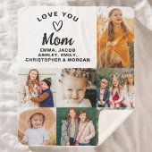 私たちはあなたを愛するママ家族モダン写真コラージュ シェルパブランケット