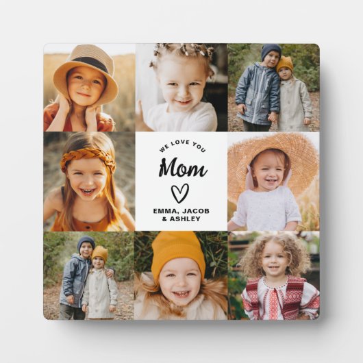 私たちはあなたを愛するママ家族モダン写真コラージュ フォトプラーク (正面)