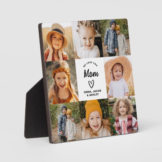 私たちはあなたを愛するママ家族モダン写真コラージュ フォトプラーク (正面)
