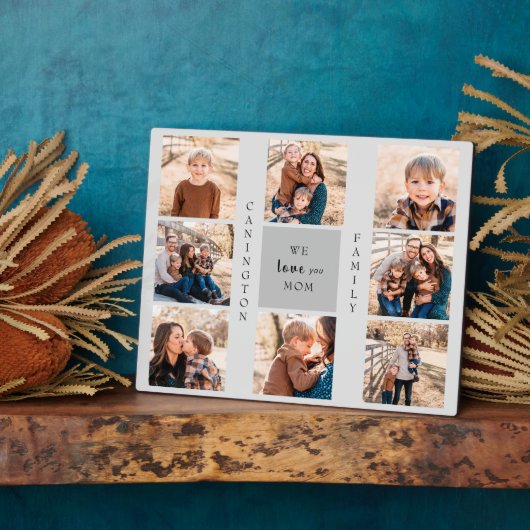 私たちはあなたを愛するママ家族名写真コラージュのプラーク フォトプラーク (側面)