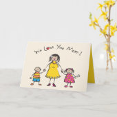 私たちはあなたを愛するママ漫画の家族ハッピー母の日 カード (黄色い花)