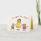 私たちはあなたを愛するママ漫画の家族ハッピー母の日 カード (正面)