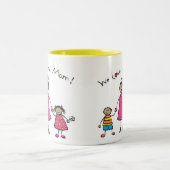 私たちはあなたを愛するママ漫画の家族ハッピー母の日 ツートーンマグカップ (中央)