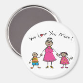 私たちはあなたを愛するママ漫画の家族ハッピー母の日 マグネット (正面/裏面)