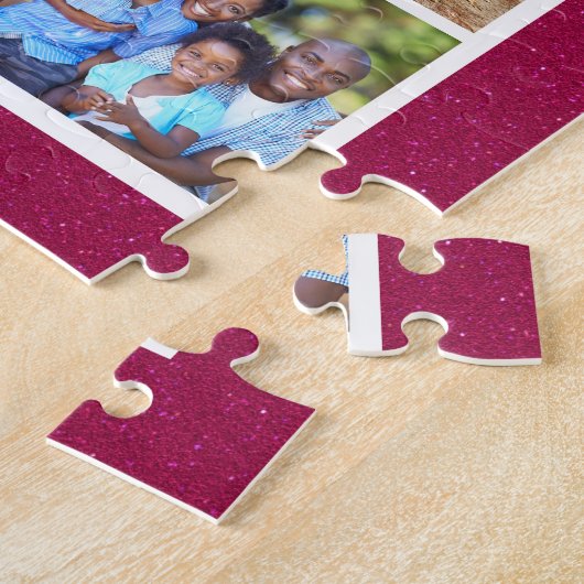 私たちはあなたを愛するママ10フォトコラージピンクグリッター ジグソーパズル (側面)