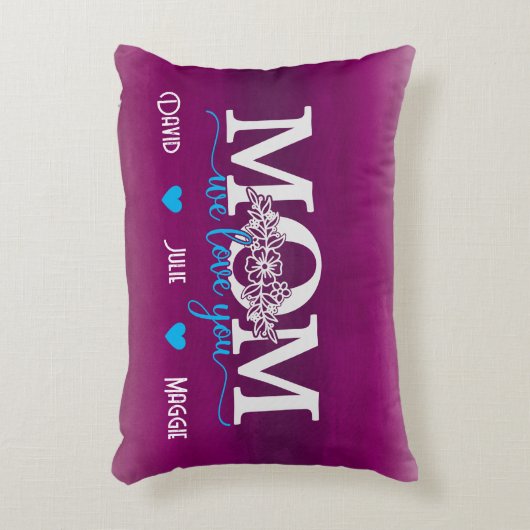 私たちはあなたを愛するママ3つの写真のコラージュと名前アクセント アクセントクッション (正面(垂直))