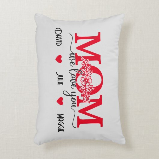 私たちはあなたを愛するママ3つの写真のコラージュと名前 アクセントクッション (正面(垂直))