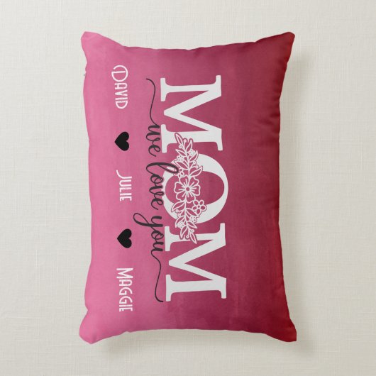 私たちはあなたを愛するママ3つの写真コラージュと名前Accen アクセントクッション (正面(垂直))