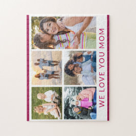 私たちはあなたを愛するママ5 Photo Collageピンクグリッター ジグソーパズル