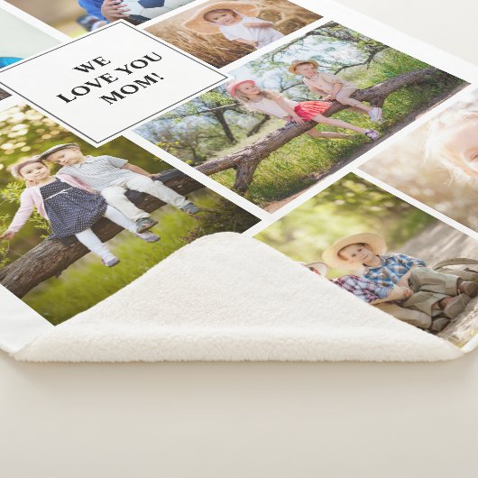 私たちはあなたを愛するママ7写真の子供の家族 シェルパブランケット (3/4)