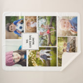 私たちはあなたを愛するママ7写真の子供の家族 シェルパブランケット (正面(横))