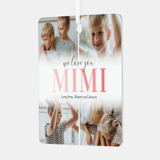 私たちはあなたを愛するミミ写真コラージクリスマス メタルオーナメント (正面左)