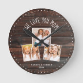 私たちはあなたを愛する可愛い写真モダンコラージュ ラウンド壁時計 (正面)