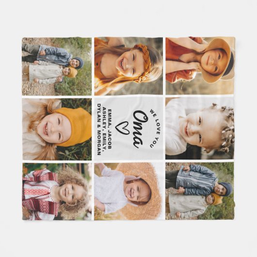 私たちはあなたを愛する大間家族モダン写真コラージュフリース フリースブランケット (正面(横))