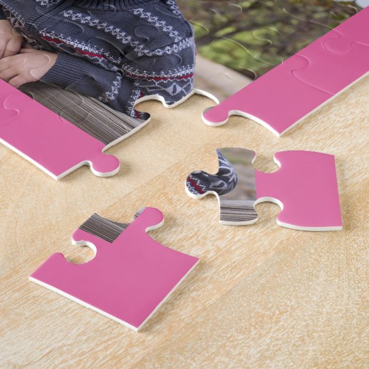 私たちはあなたを愛する大間3写真コラージュのピンクのおばあちゃん ジグソーパズル (側面)