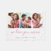 私たちはあなたを愛する母の日3写真コラージュ フリースブランケット (正面(横))