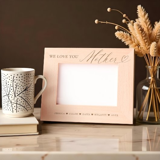 私たちはあなたを愛する母スクリプトハートの子供の名前 レーザー彫刻フレーム