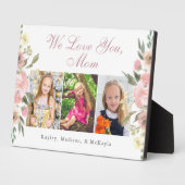 私たちはあなたを愛する母ピンクフローラ母の日写真 フォトプラーク (側面)