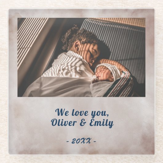 私たちはあなたを愛する赤面水彩写真 ガラスコースター (正面)