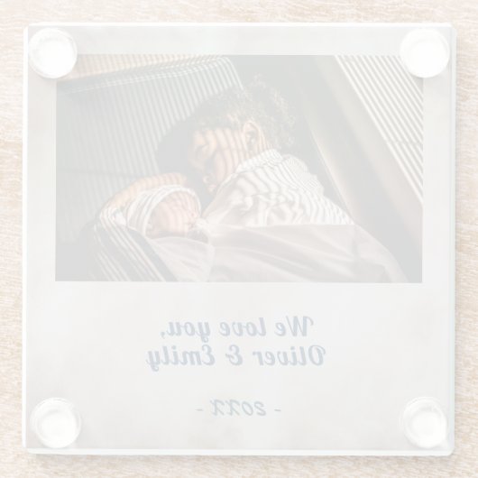 私たちはあなたを愛する赤面水彩写真 ガラスコースター (裏面)