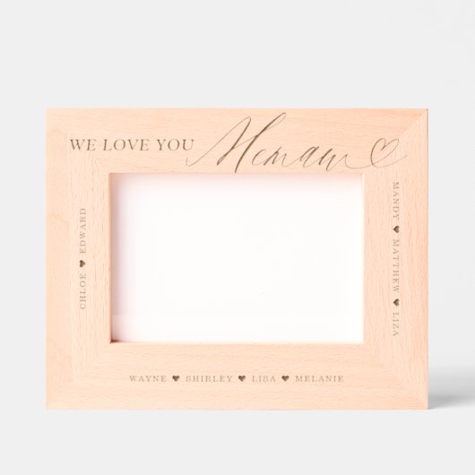 私たちはあなたを愛するMemawスクリプトハート孫の名前 レーザー彫刻フレーム (正面)
