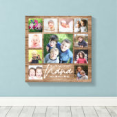 私たちはあなたを愛するNana Grandkids 11 Photo Collage Wood キャンバスプリント (インサイチュ (ウッドフロア))