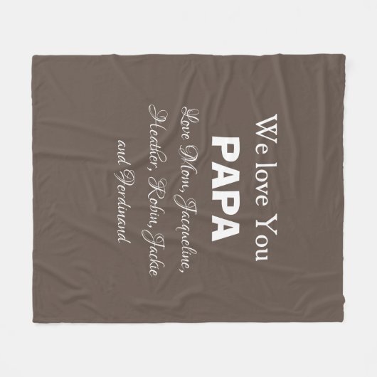 私たちはあなたを愛するPapaギフトスクリプトの家族の名前モダン フリースブランケット (正面(横))