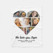 私たちはあなたを愛するPapaハートInstagramコラージュ写真 フリースブランケット (正面)