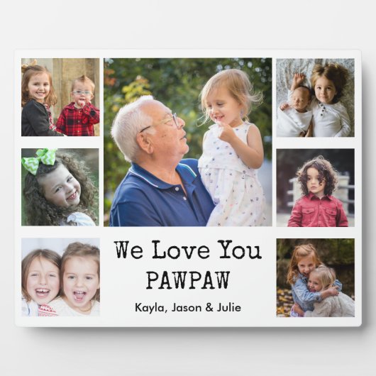 私たちはあなたを愛するPawpaw Grandkids 7写真コラージュ フォトプラーク (正面)