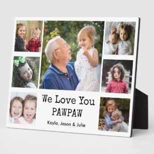 私たちはあなたを愛するPawpaw Grandkids 7写真コラージュ フォトプラーク