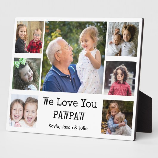 私たちはあなたを愛するPawpaw Grandkids 7写真コラージュ フォトプラーク (側面)