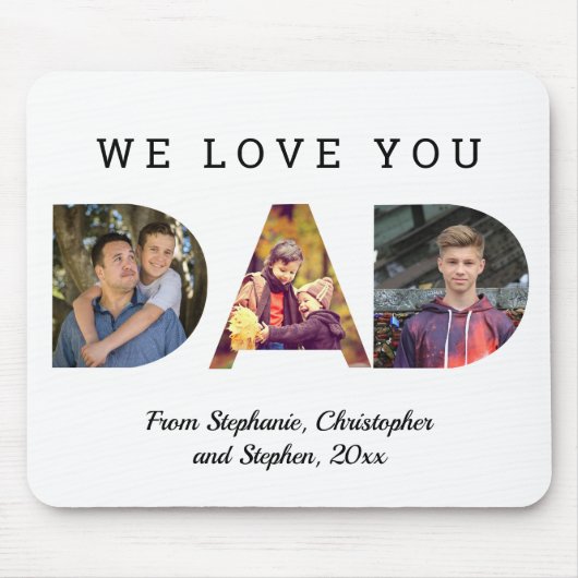 私たちはあなたを愛パーソナライズされたする3 – 写真パパ父の日 マウスパッド (正面)