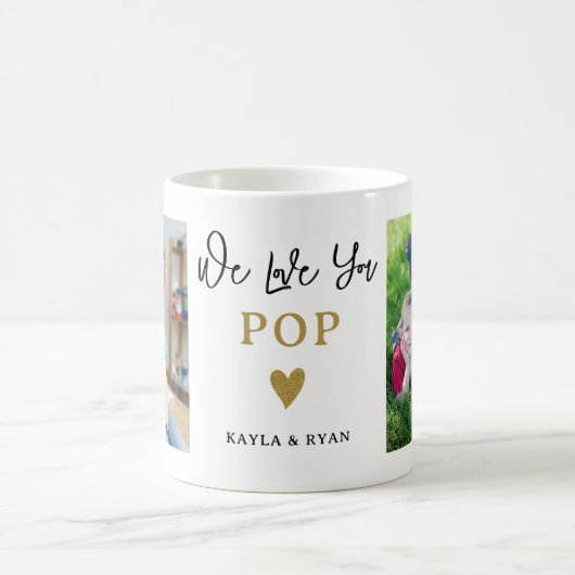私たちはあなたを愛ポップ・アートのする2フォトコラージュ祖父 コーヒーマグカップ (中央)