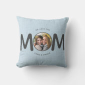 私たちはあなたを愛モダン母マザーズ日ギフトブルー写真 クッション (正面)