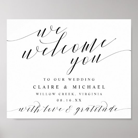 私たちはあなたを歓迎する書道スクリプト任意のイベント署名 ポスター (正面)