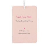 私たちはあなたを母が大好き | カスタム写真ピンクのミニマル カーエアーフレッシュナー (裏面)