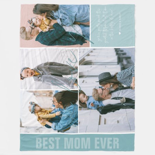 私たちはあなたを母が大好き | モダン 4フォトコラージュ フリースブランケット (正面)