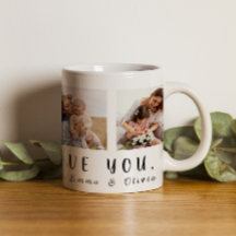 私たちはあなたを母が大好き | 4正方形の写真+名前コーヒーM