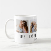 私たちはあなたを母が大好き | 4正方形の写真+名前コーヒーM コーヒーマグカップ (左)