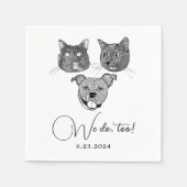 私たちはあまりにもペットカスタムハンドスケッチのナ結婚プキン スタンダードカクテルナプキン (正面)